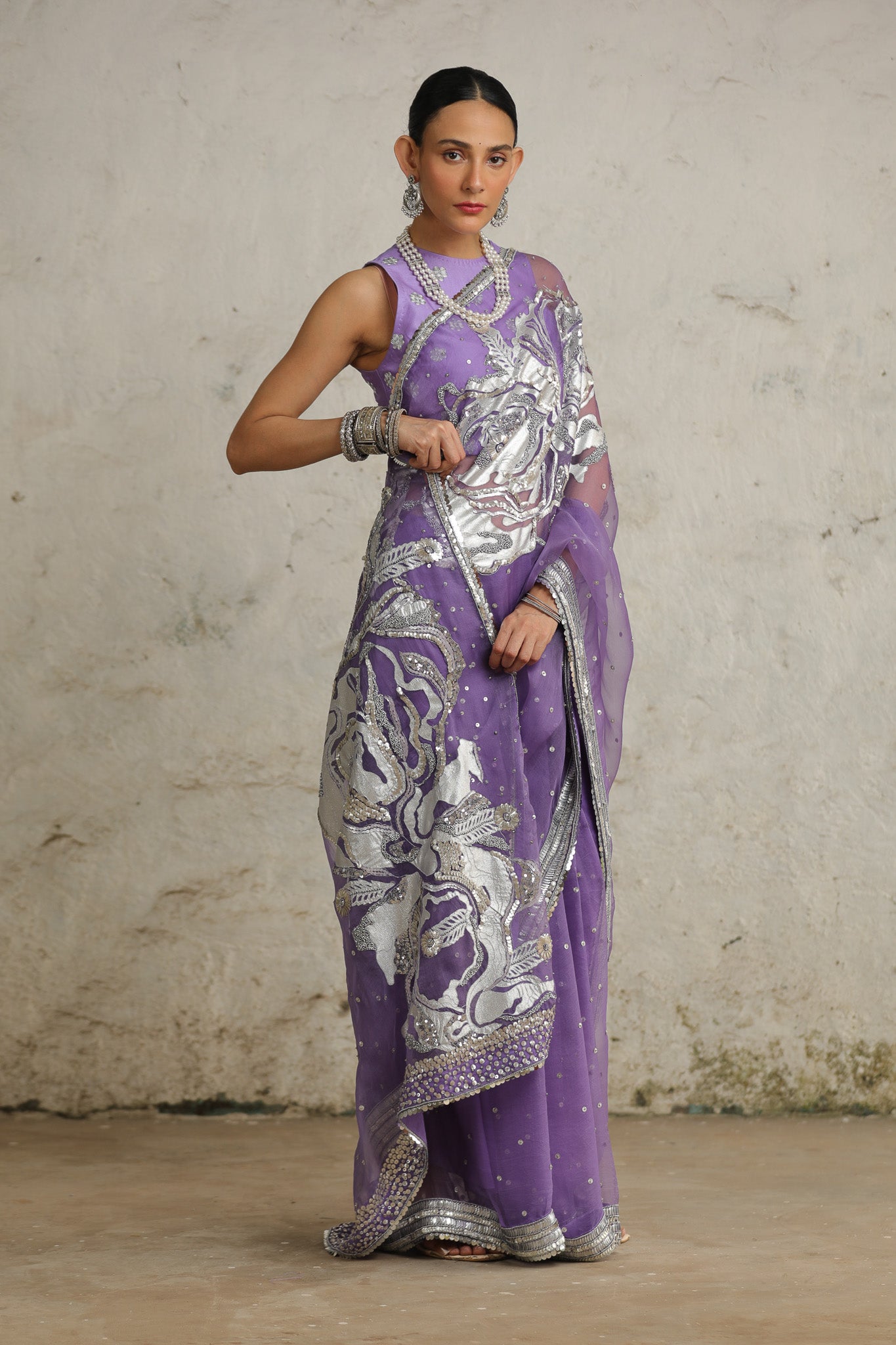 Purple Cosmos - Saree