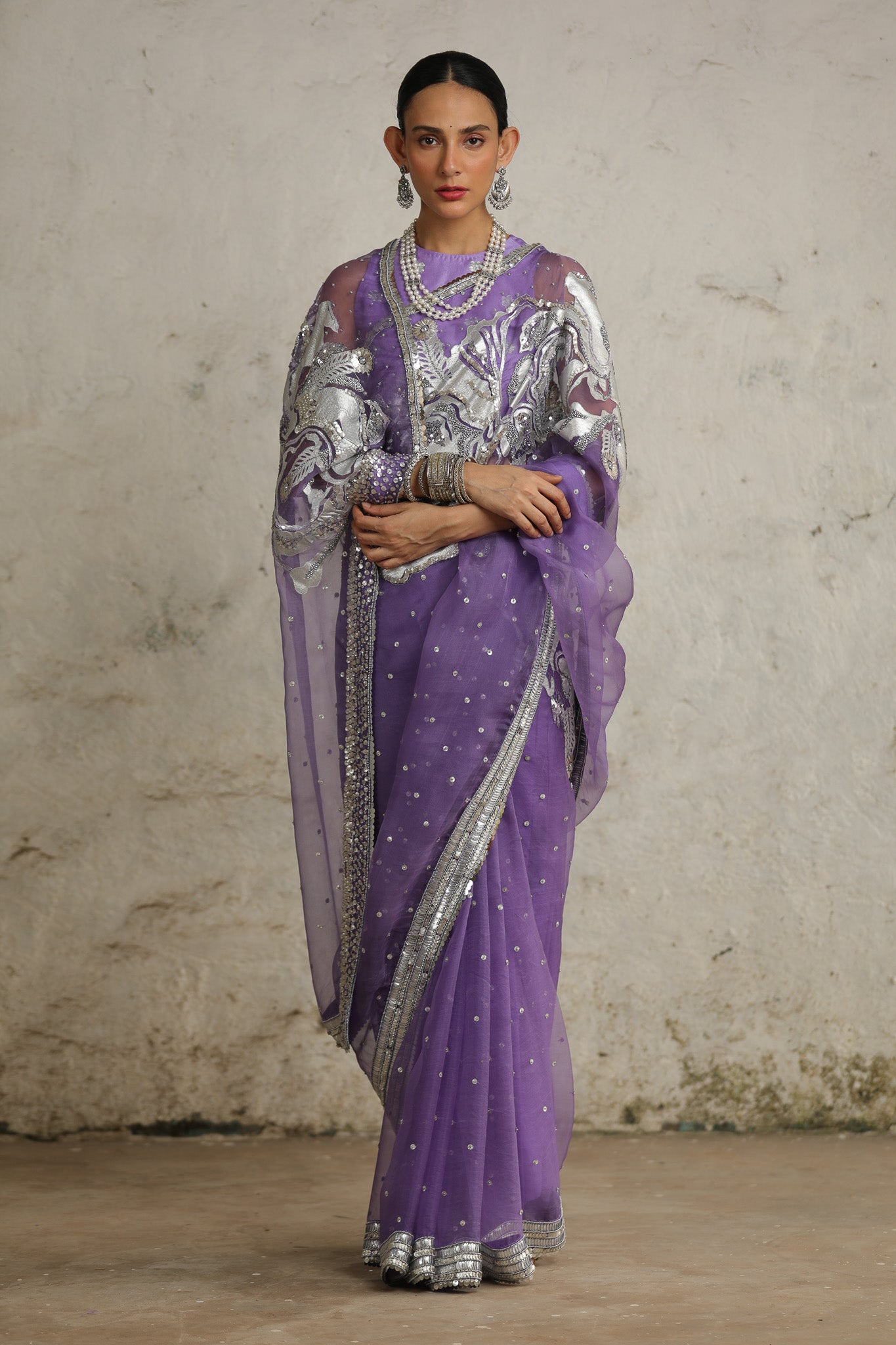 Purple Cosmos - Saree