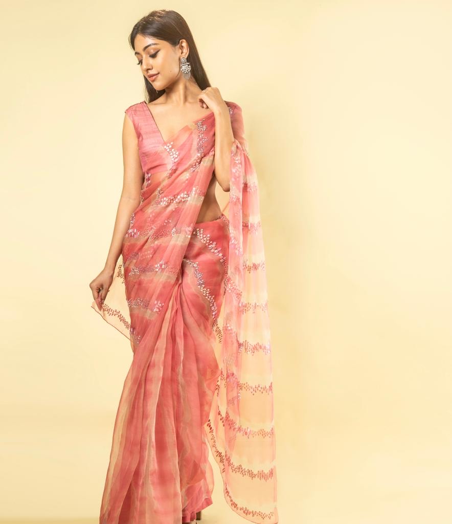 Pink Iridescent - Saree