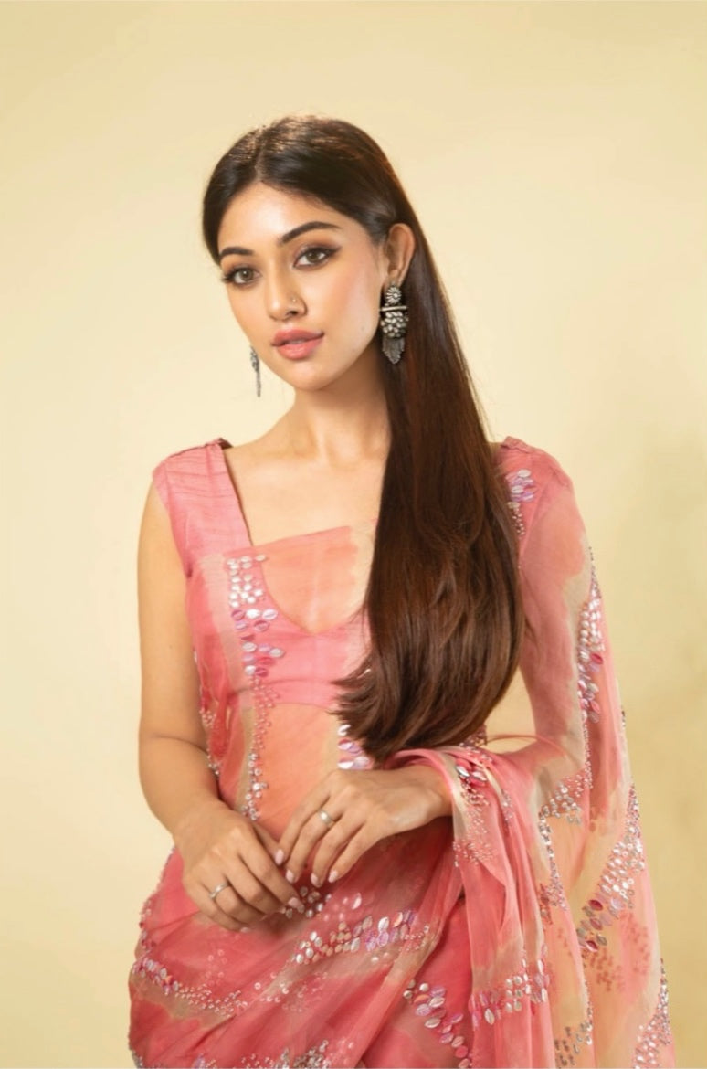 Pink Iridescent - Saree