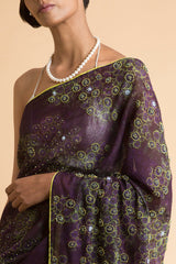 Violet - Printed and Embroidered Kota Saree - sakshamneharicka.com