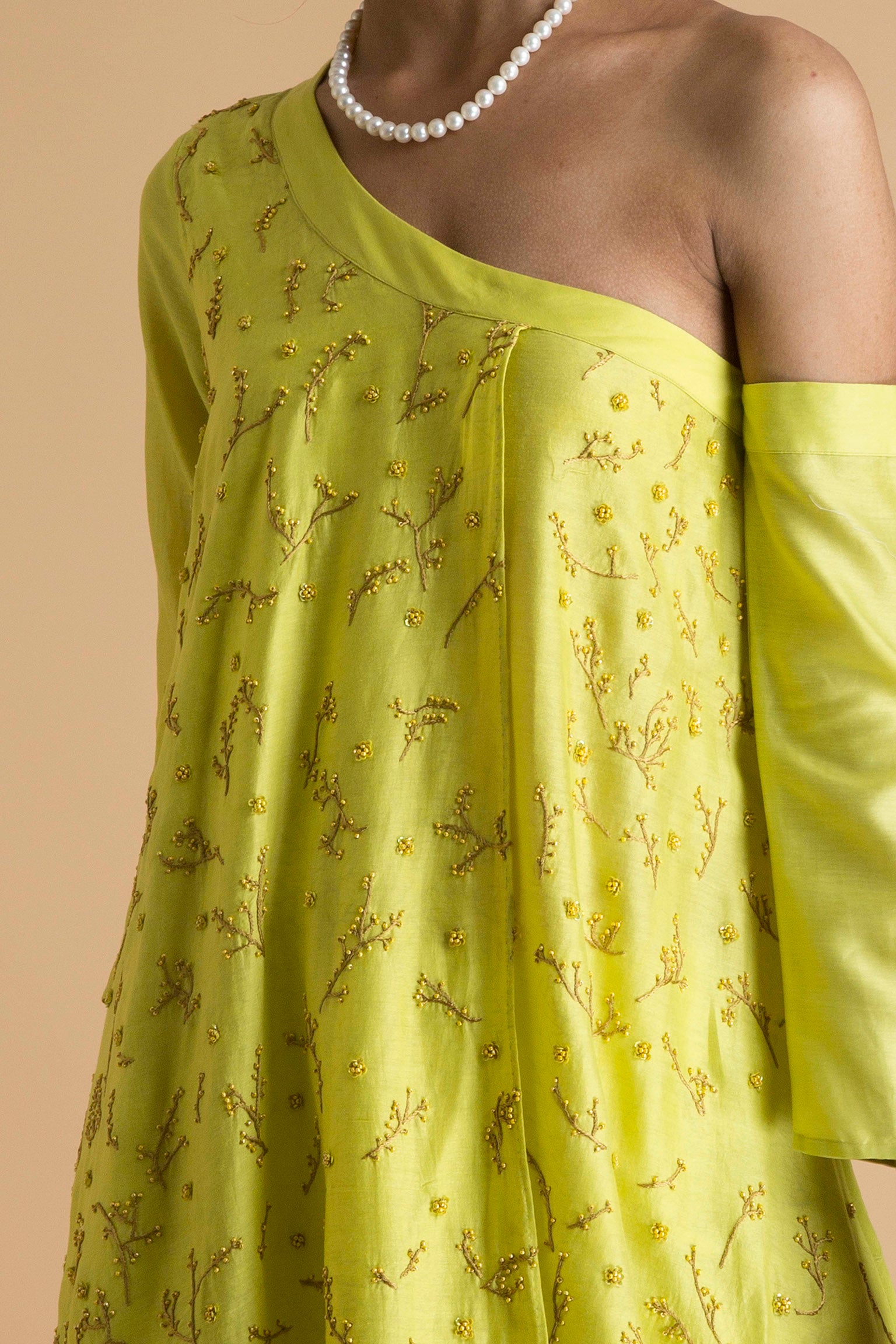 Yellow Embroidered Tunic Set