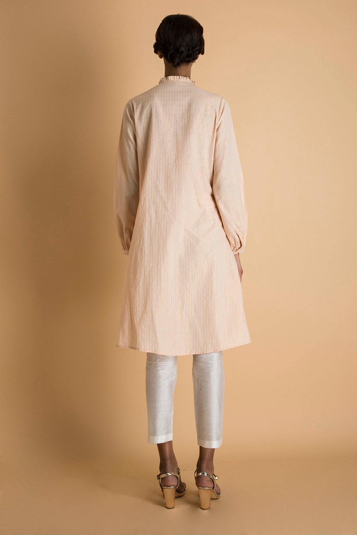 Hand Embroidered Tunic Set in Cotton Lurex - sakshamneharicka.com