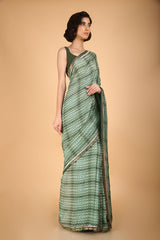Printed and Embroidered Cotton Silk Saree - Mazed