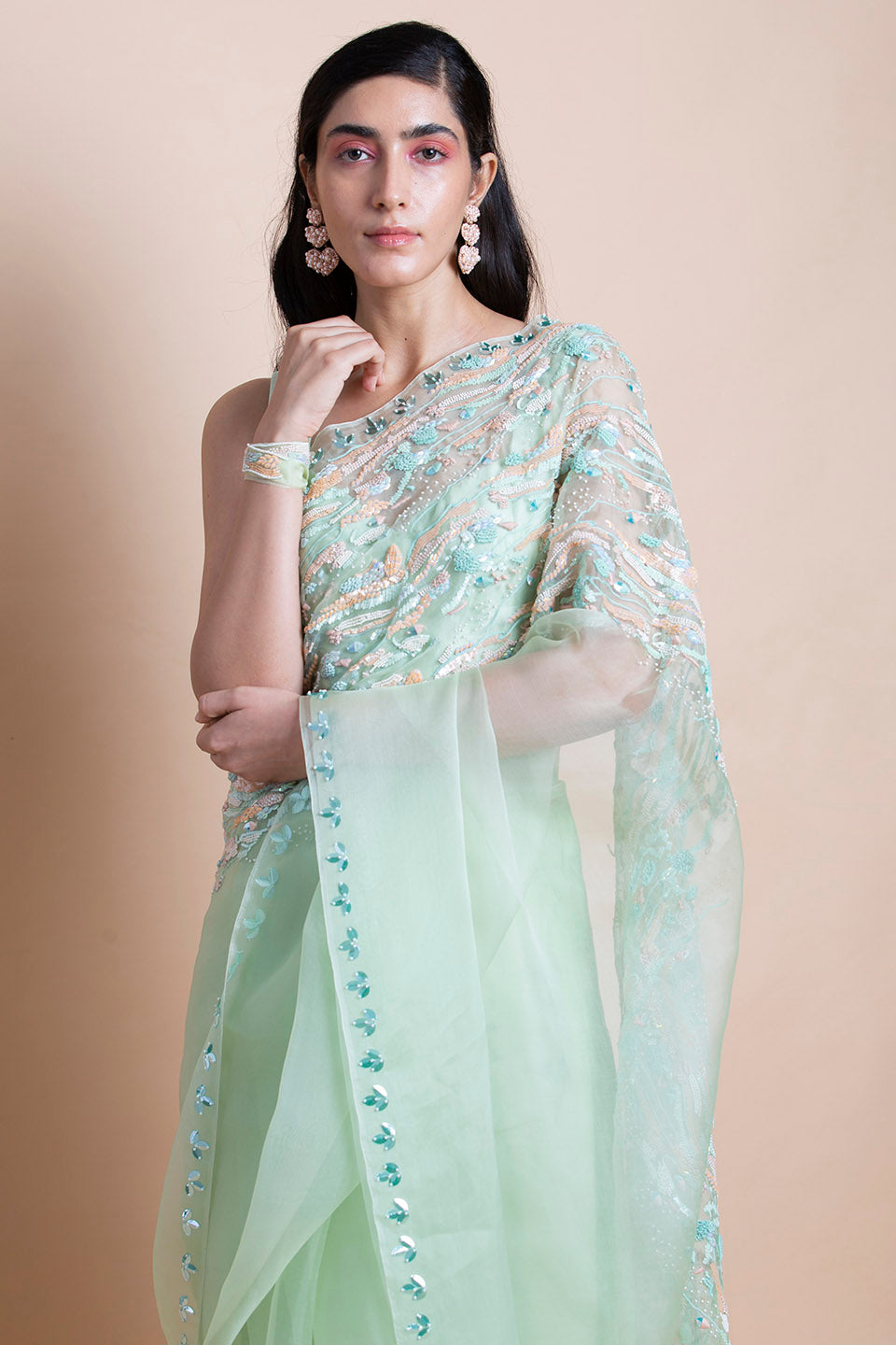 Neo Mint in Silk Organza - Saree