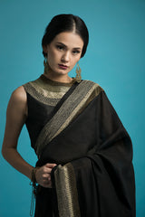 Hand Woven & Hand Embroidered Tussar Silk Saree - sakshamneharicka.com