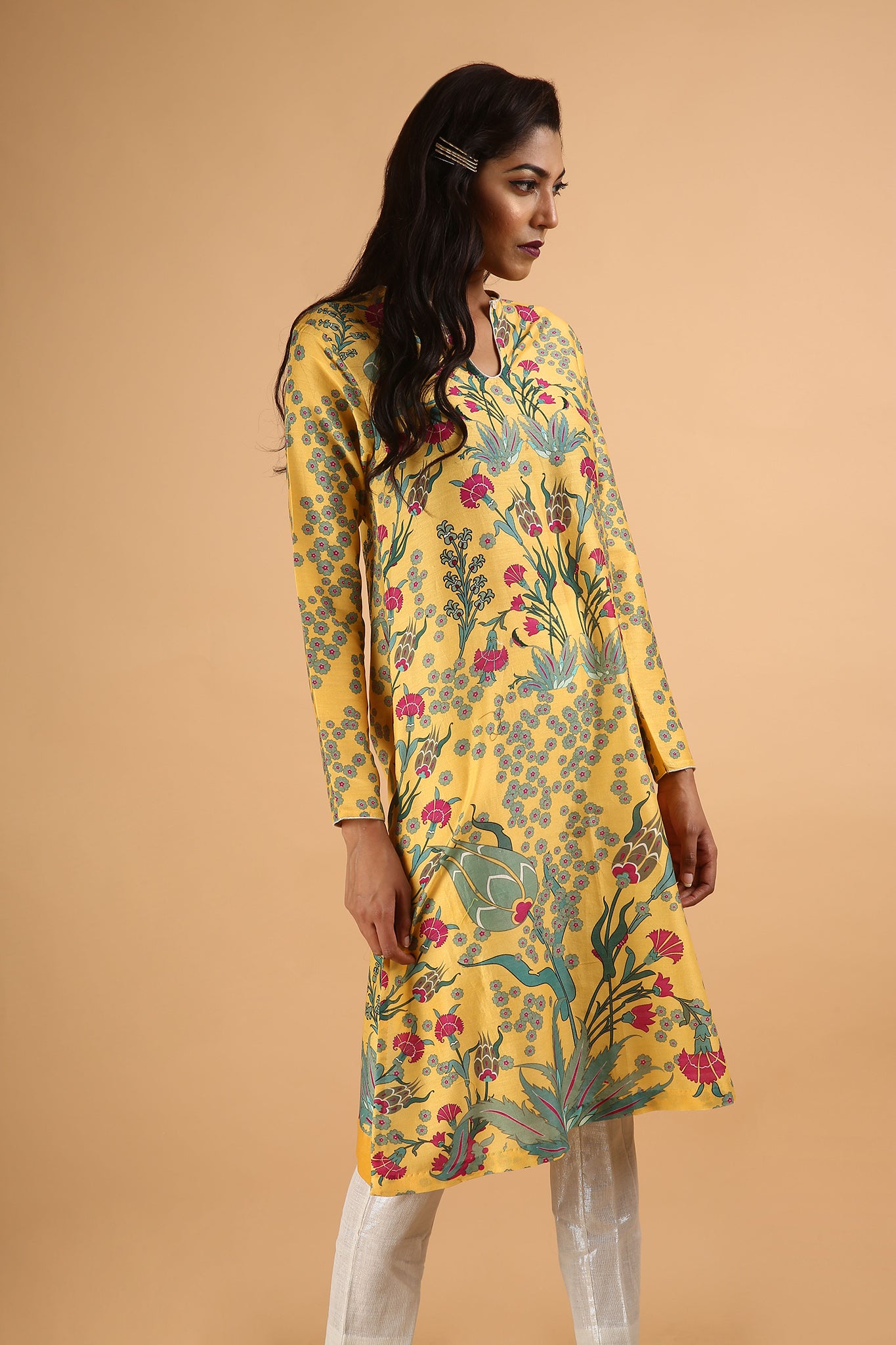 Printed Kurta in Chanderi - sakshamneharicka.com