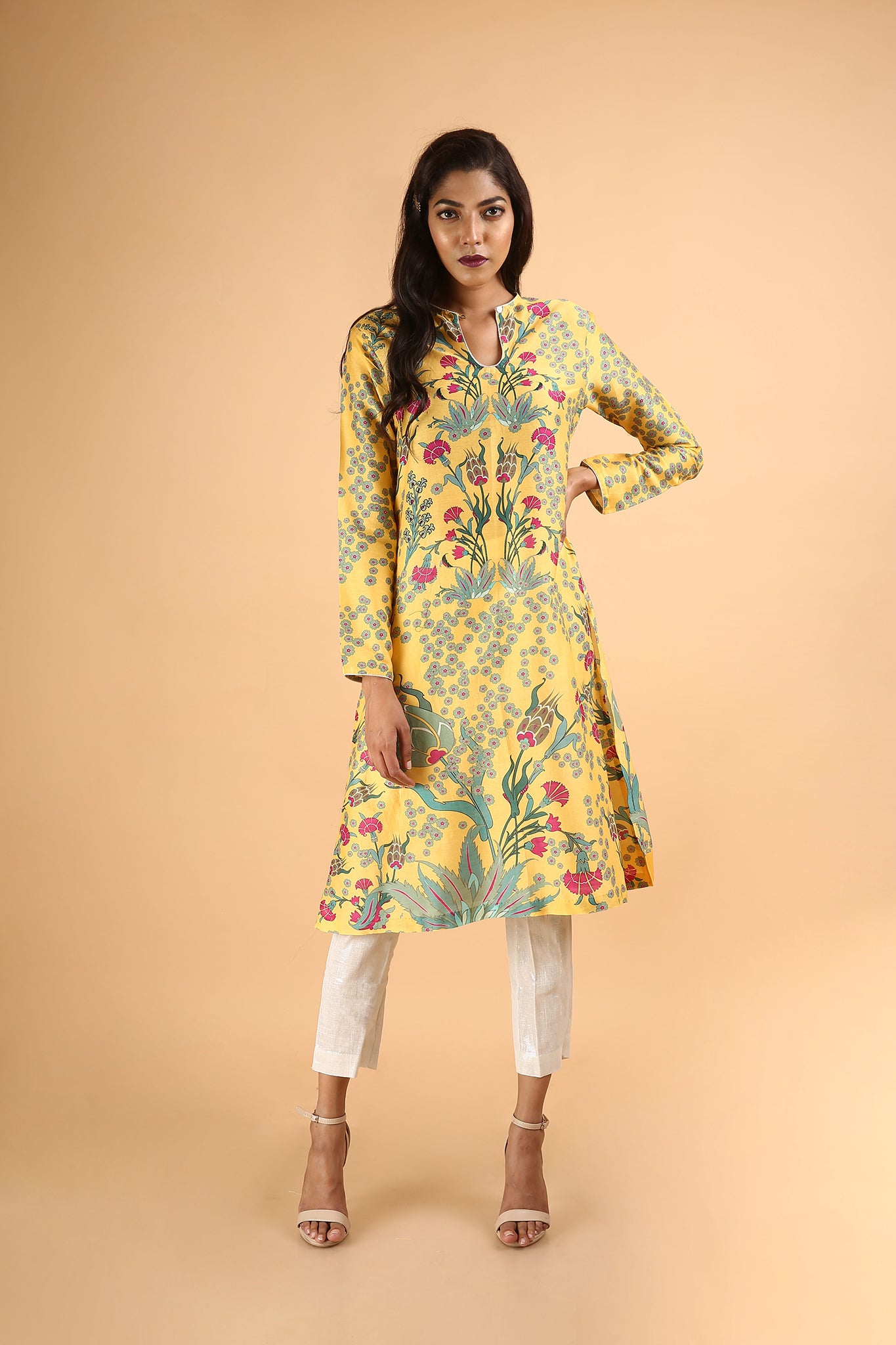 Printed Kurta in Chanderi - sakshamneharicka.com