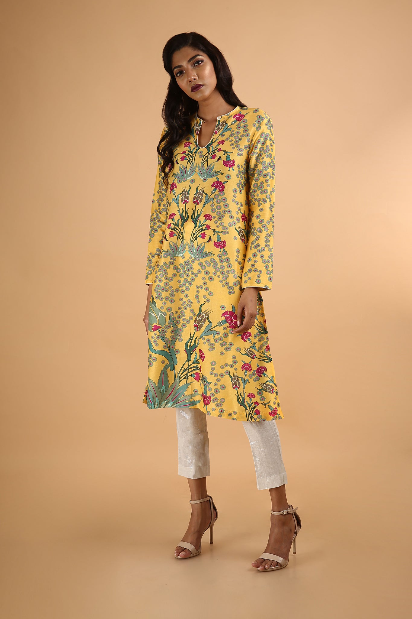 Printed Kurta in Chanderi - sakshamneharicka.com