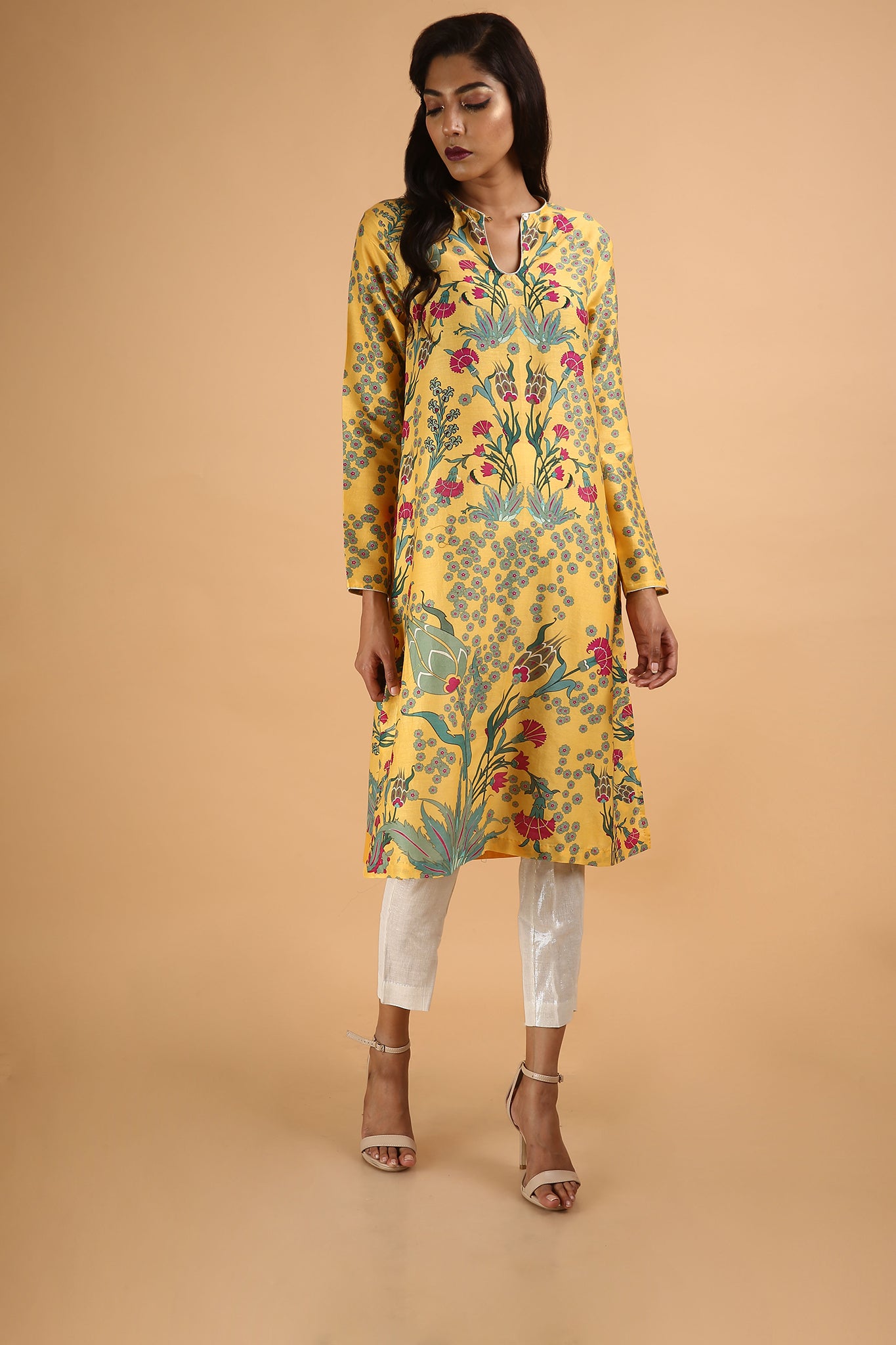 Printed Kurta in Chanderi - sakshamneharicka.com
