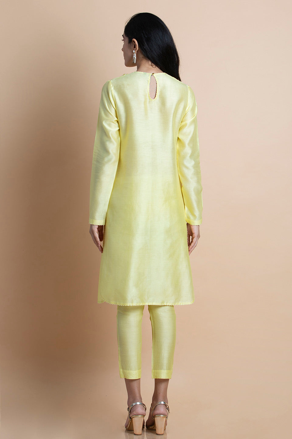 Lime Yellow Embroidered - Tunic Set