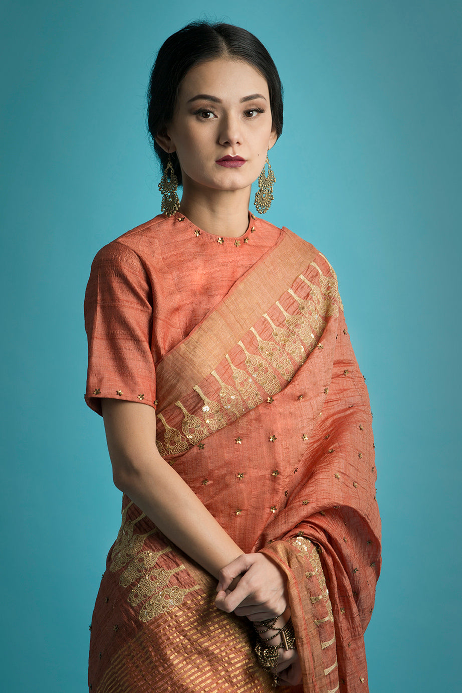 Nidhivan - Handwoven and Hand Embroidered Tussar Silk Saree - sakshamneharicka.com