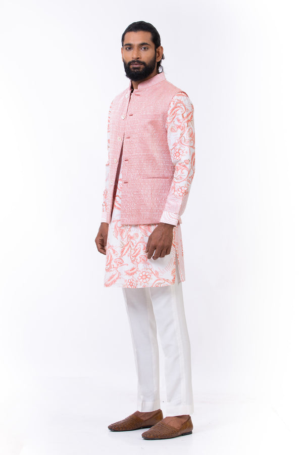 Pink/Ivory Silk Jacquard Waistcoat