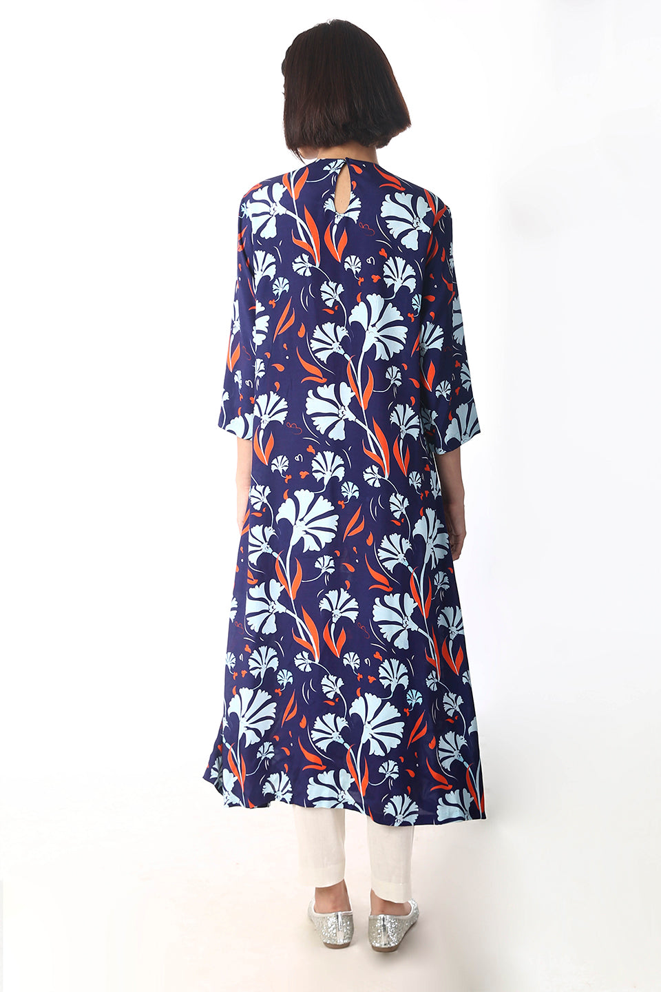 Printed and Embroidered Kurta in Cotton Silk - sakshamneharicka.com