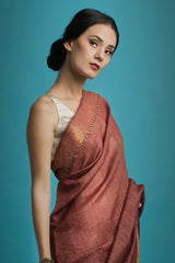 Rajani - Handwoven Embroidered Tussar Silk Saree - sakshamneharicka.com