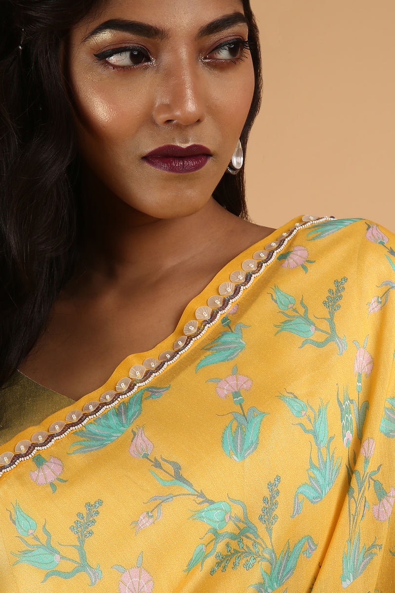 Printed Saree in Cotton Silk - sakshamneharicka.com