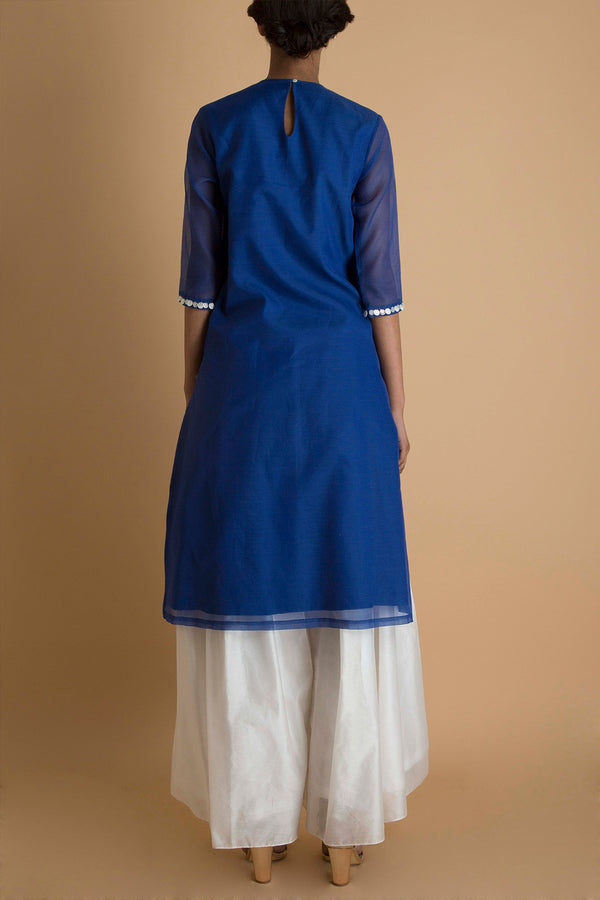Kota Hand Embroidered Kurta Set - Ocean