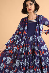 Printed and Embroidered Dress in Cotton Silk - sakshamneharicka.com