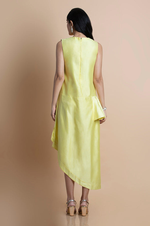 Lime Yellow Asymmetric Dress