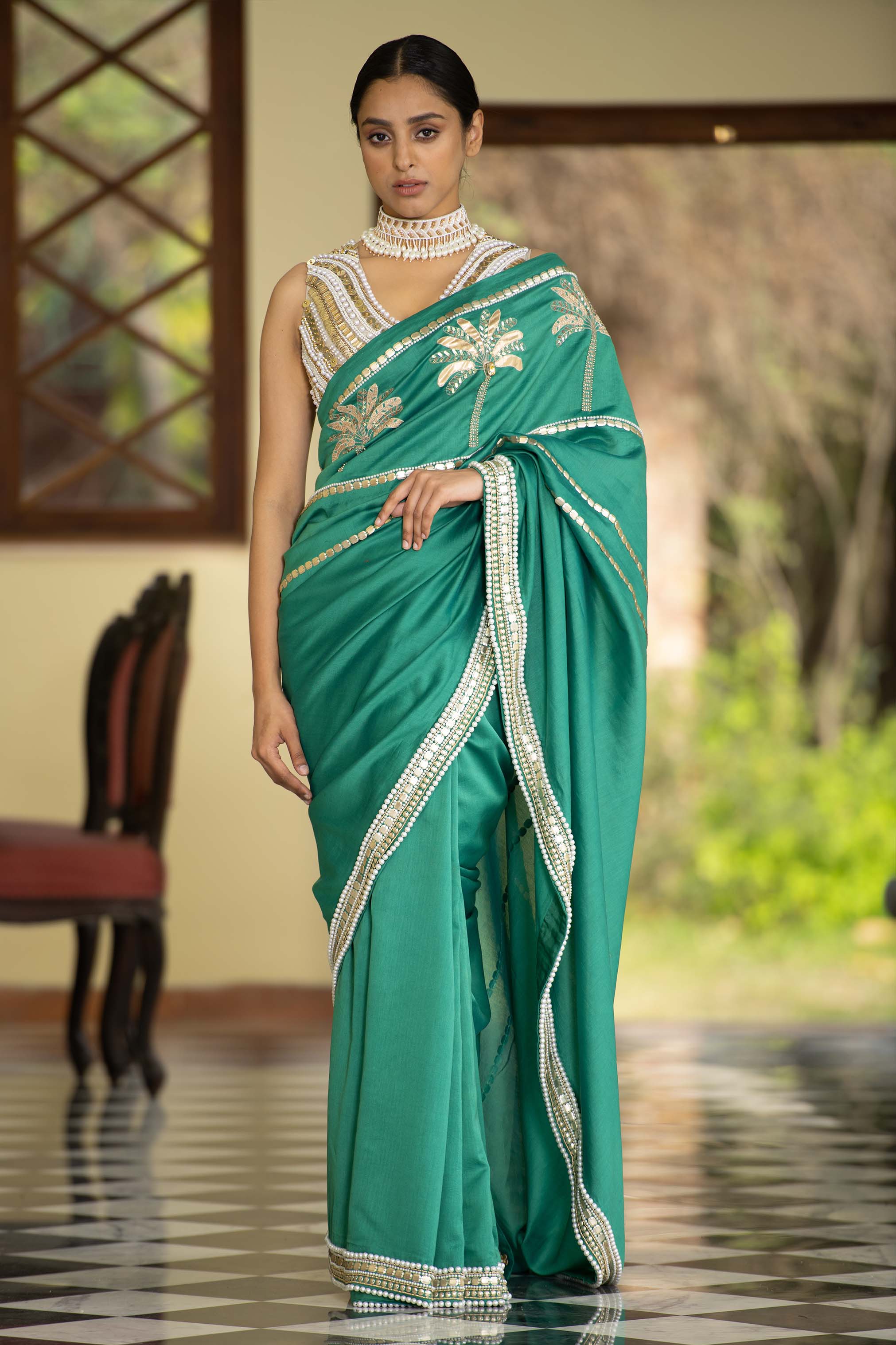 Yamuna Embroidered - Saree Set