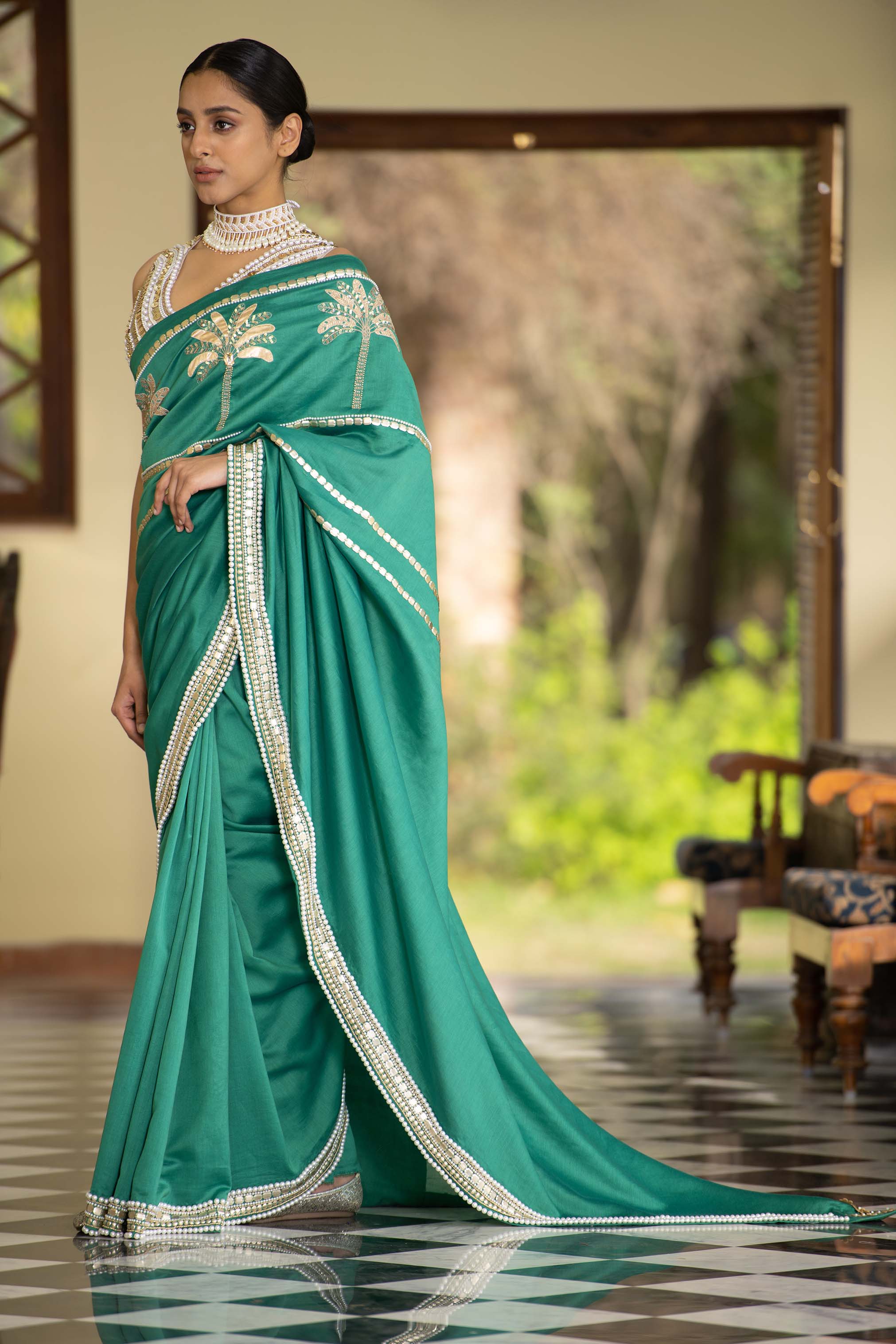 Yamuna Embroidered - Saree Set