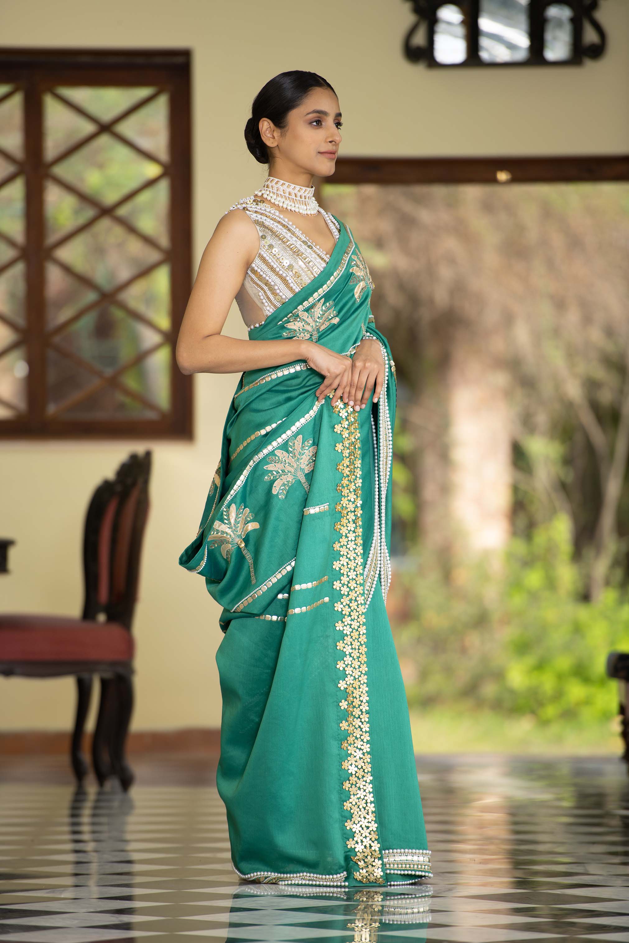 Yamuna Embroidered - Saree Set