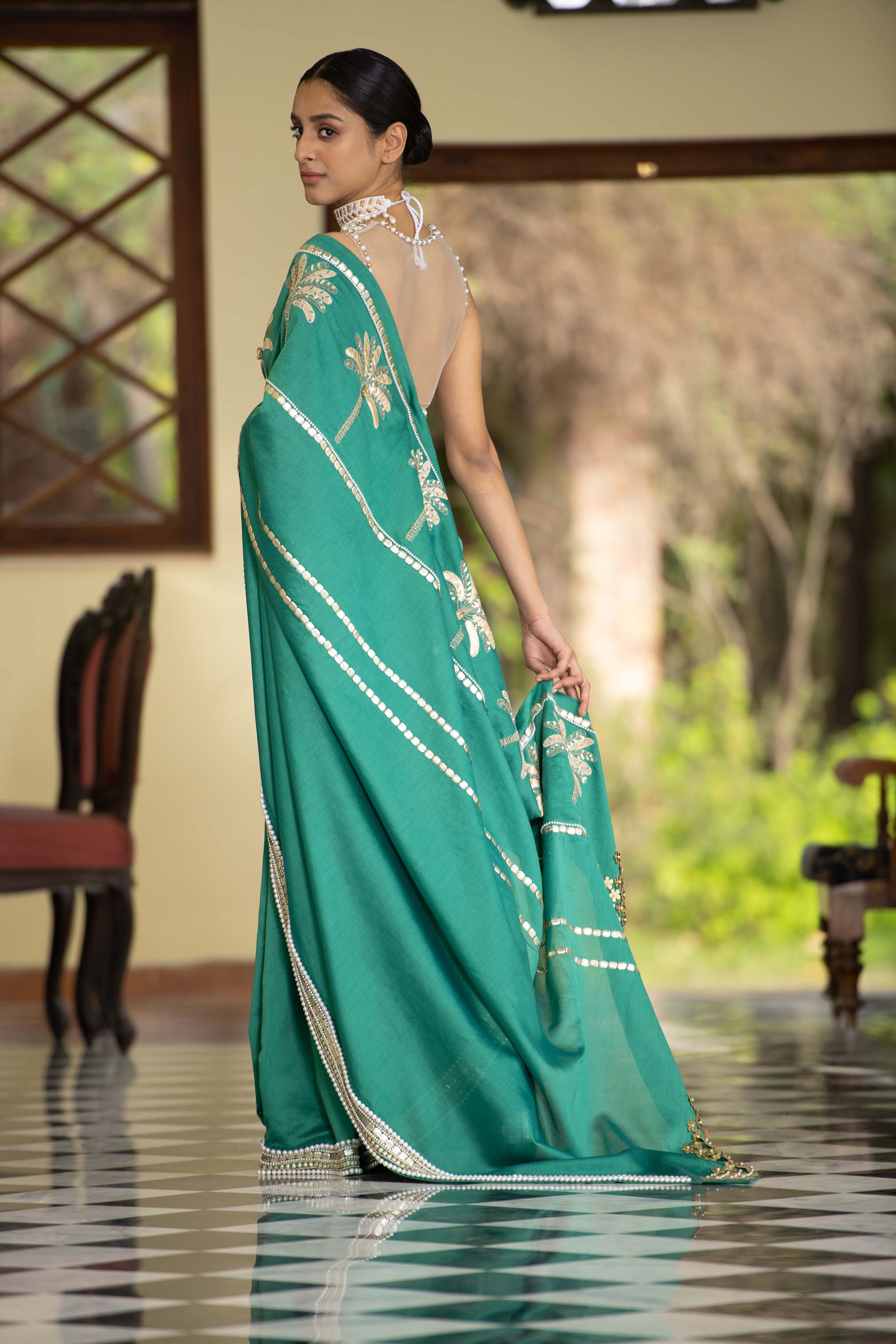 Yamuna Embroidered - Saree Set