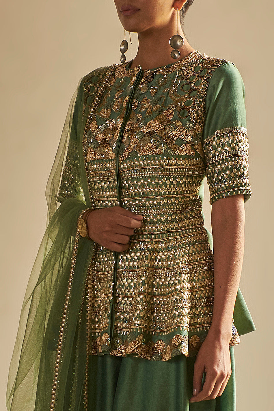 Gulposh - Green Sharara Set