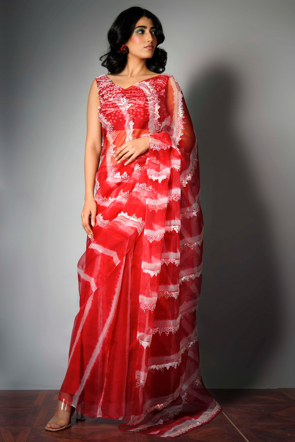 Red Iridescent - Saree