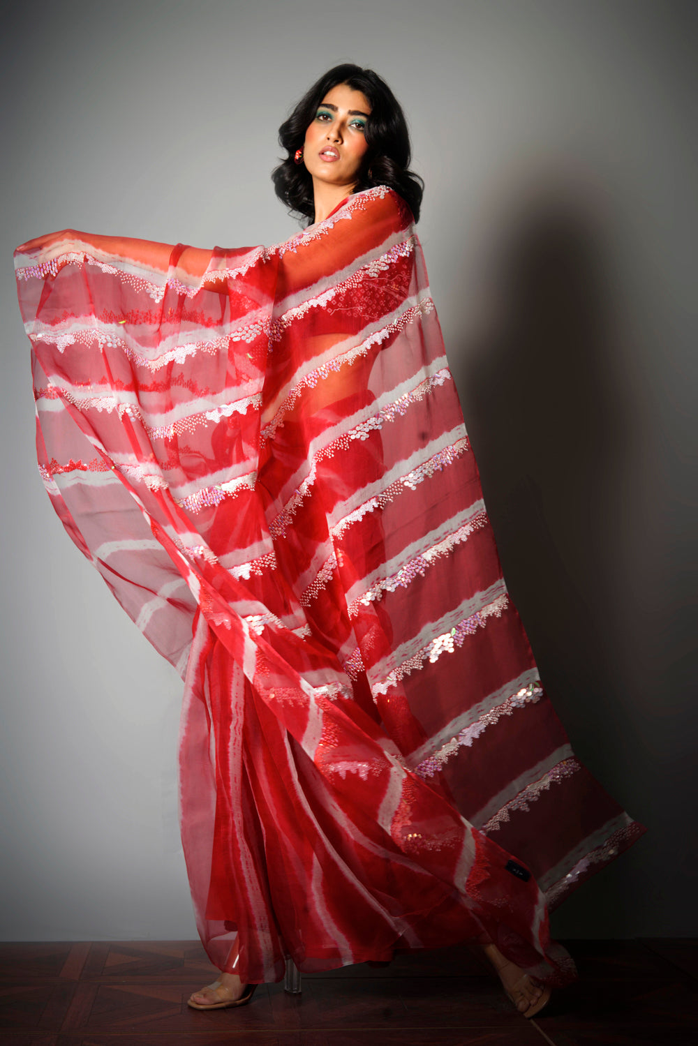 Red Iridescent - Saree