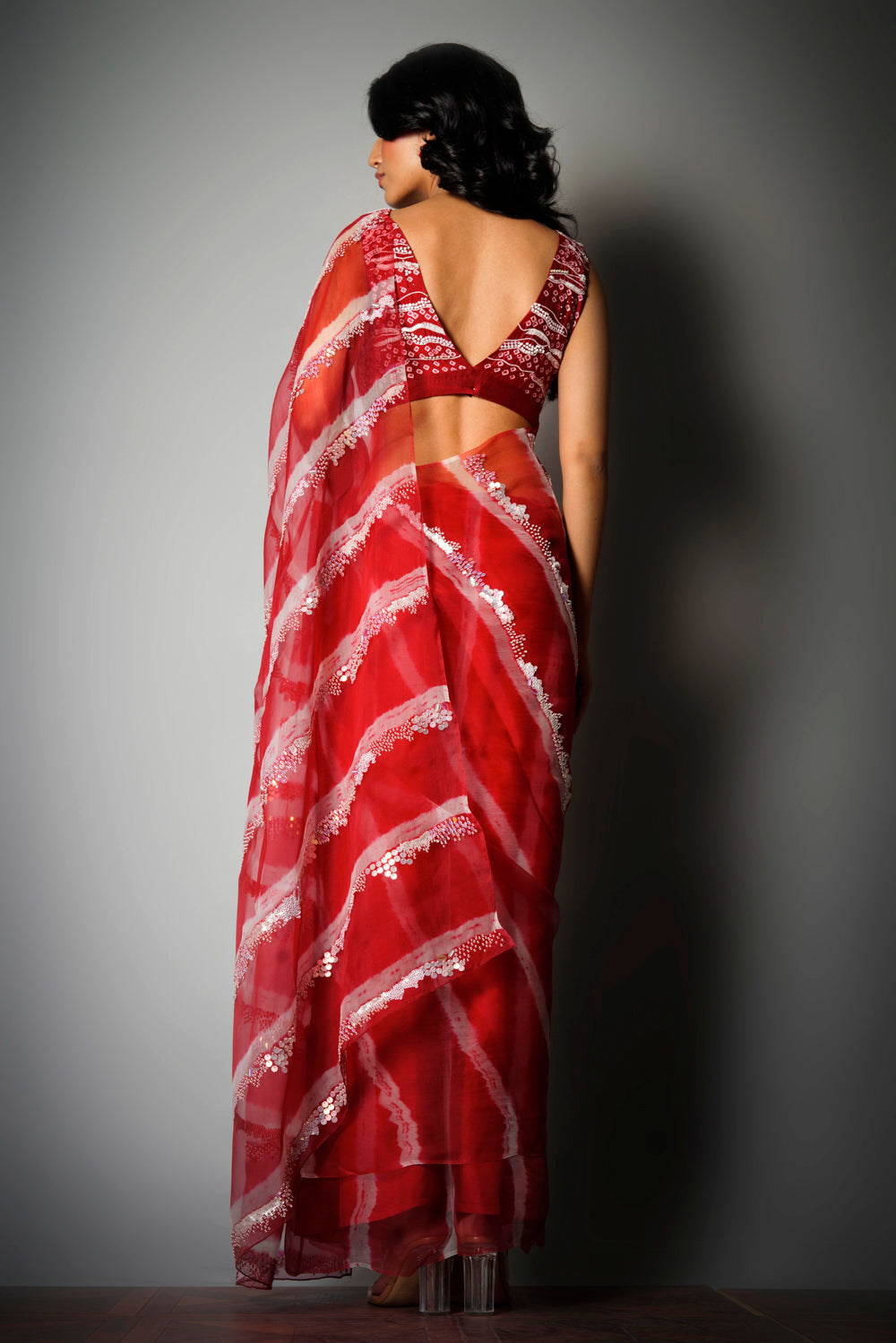 Red Iridescent - Saree
