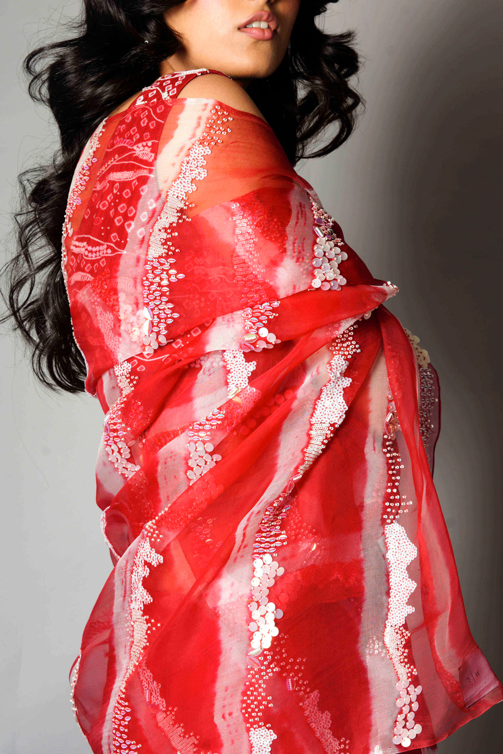 Red Iridescent - Saree