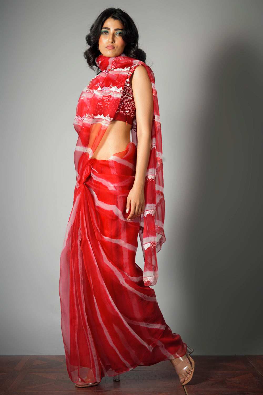 Red Iridescent - Saree