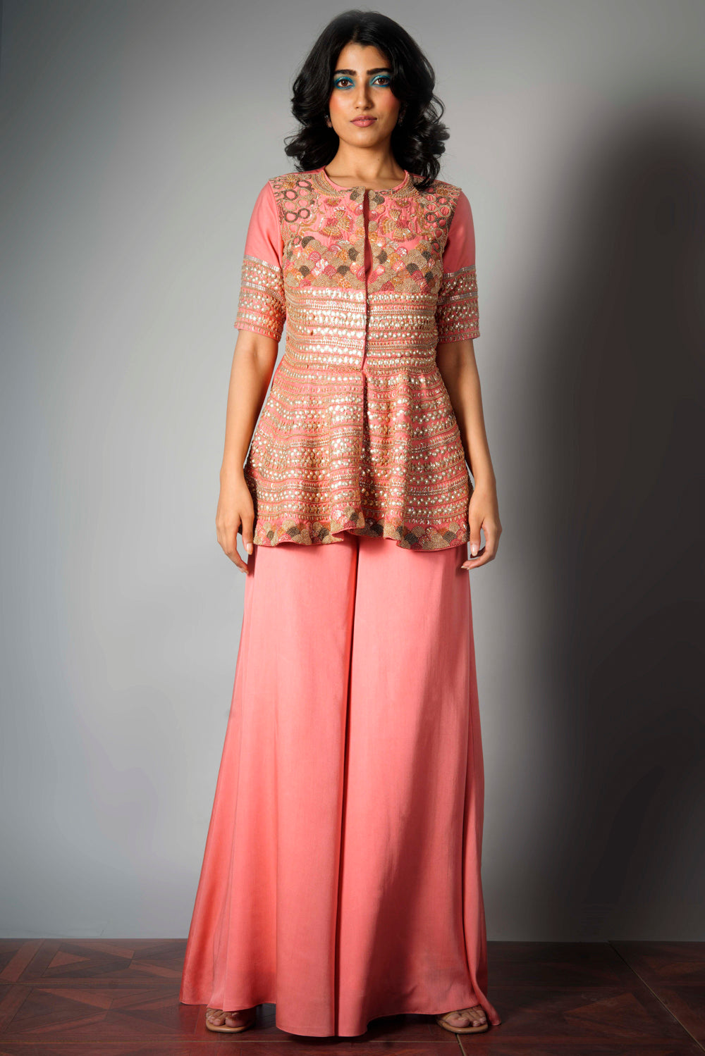Pink Embroidered - Sharara Set