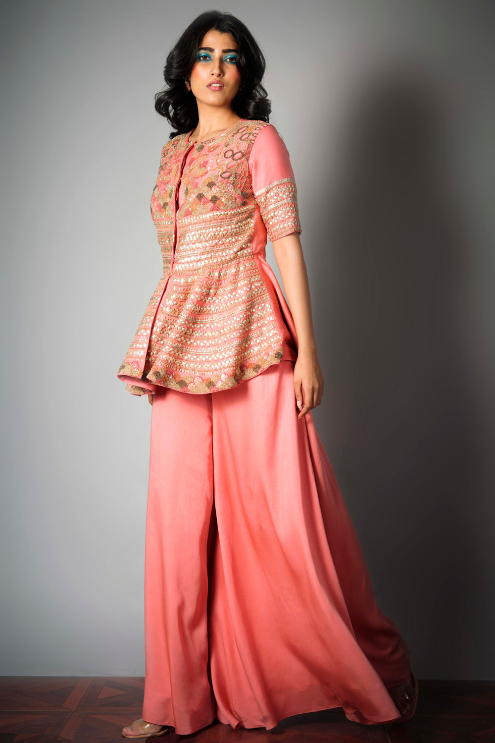 Pink Embroidered - Sharara Set
