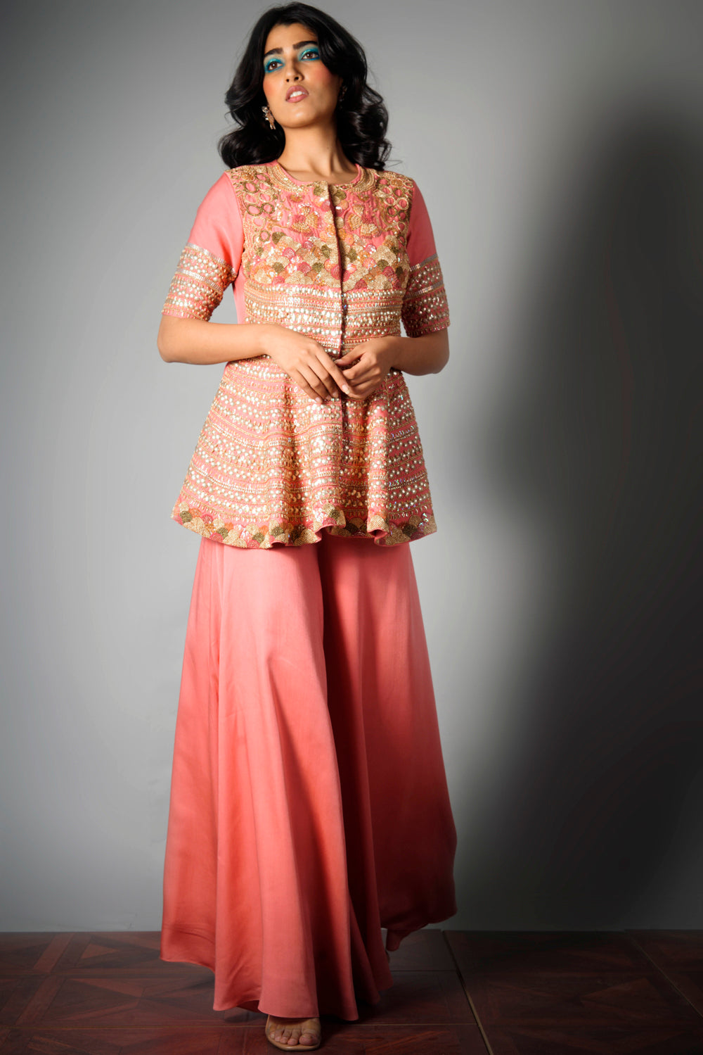 Pink Embroidered - Sharara Set