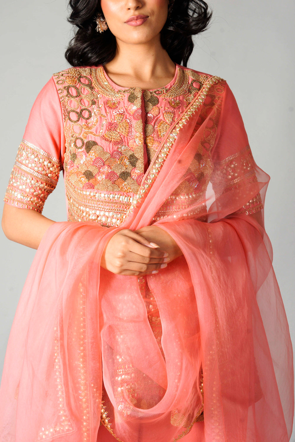 Pink Embroidered - Sharara Set