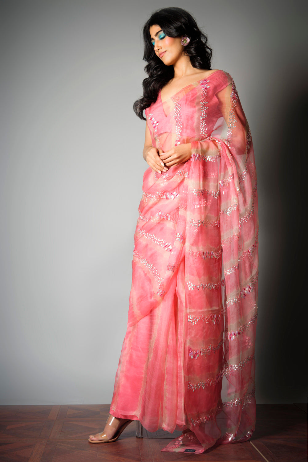 Pink Iridescent - Saree