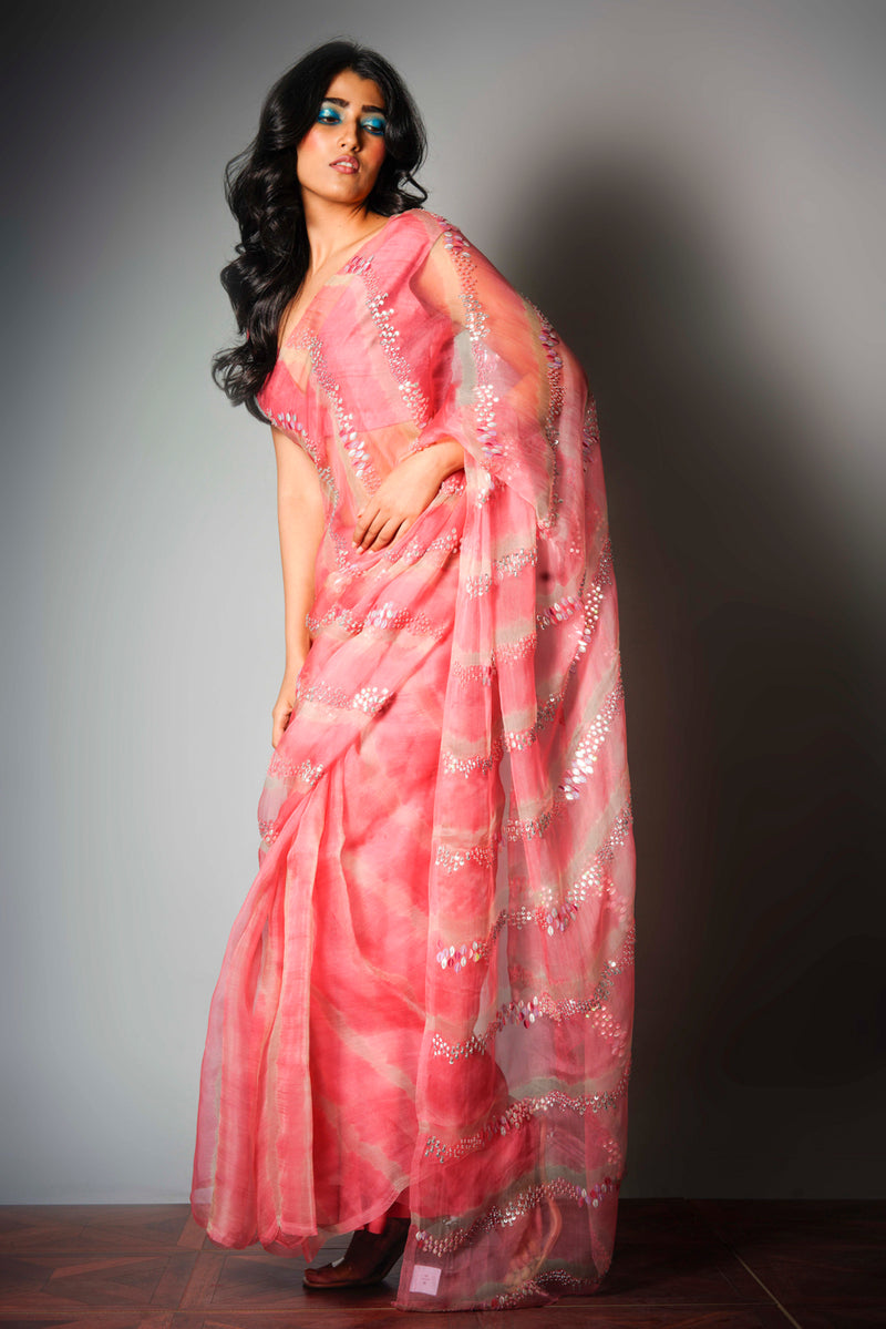 Pink Iridescent Saree