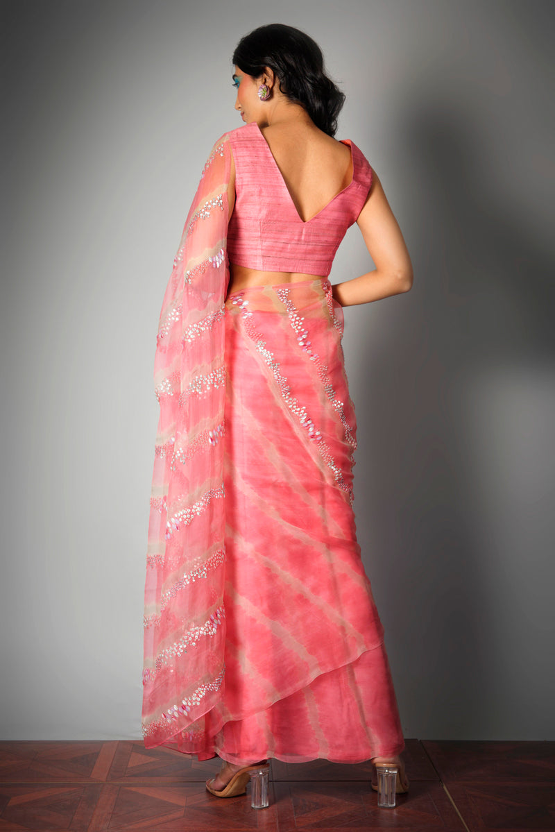 Pink Iridescent Saree