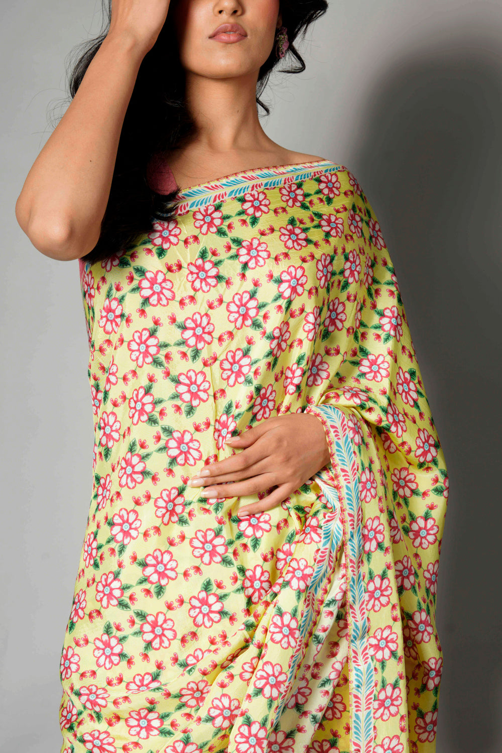 Lime Printed Saree