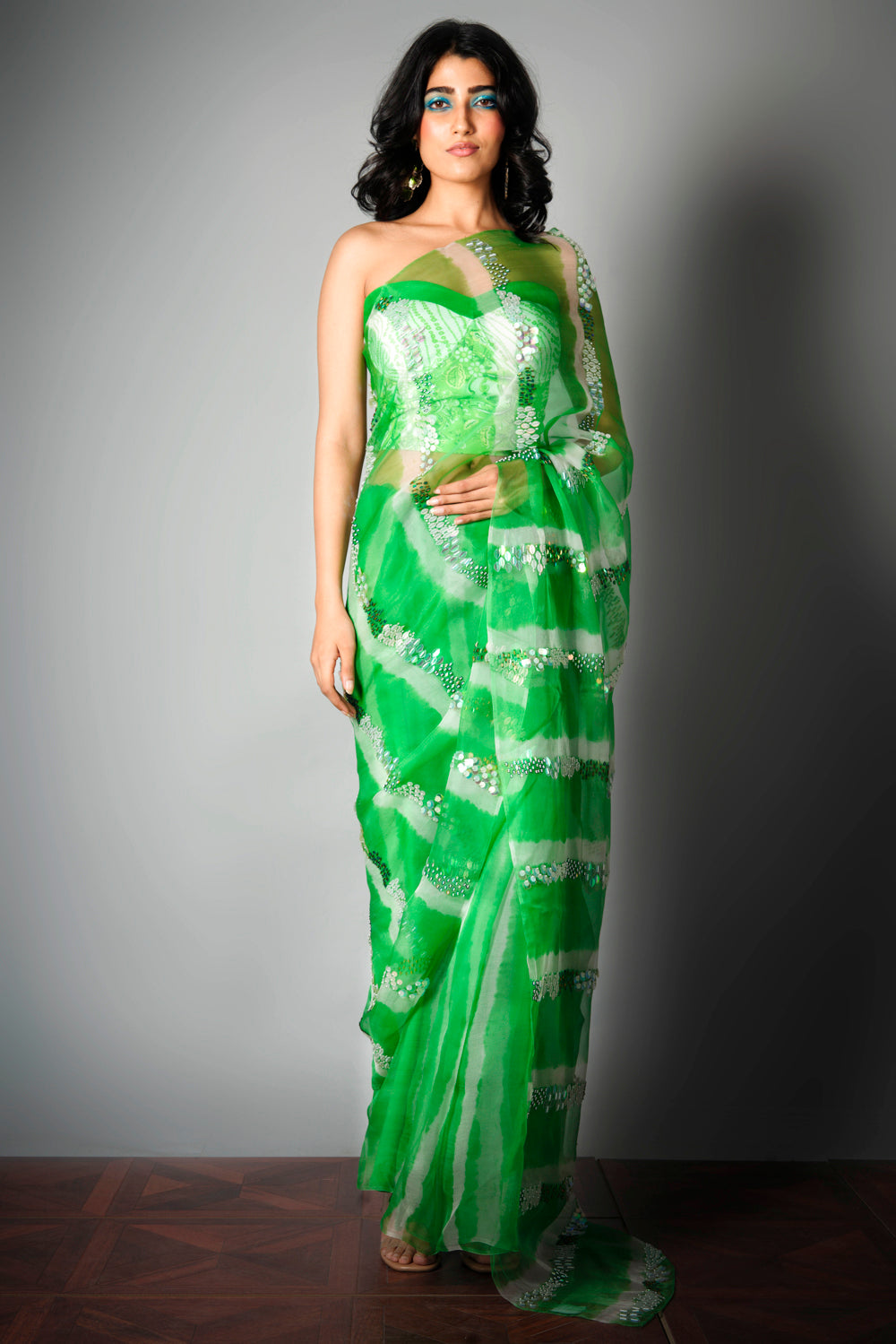Green Iridescent - Saree