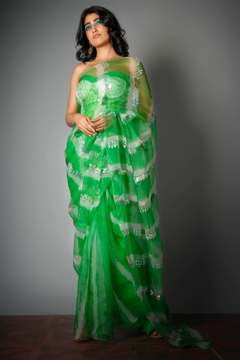 Green Iridescent - Saree