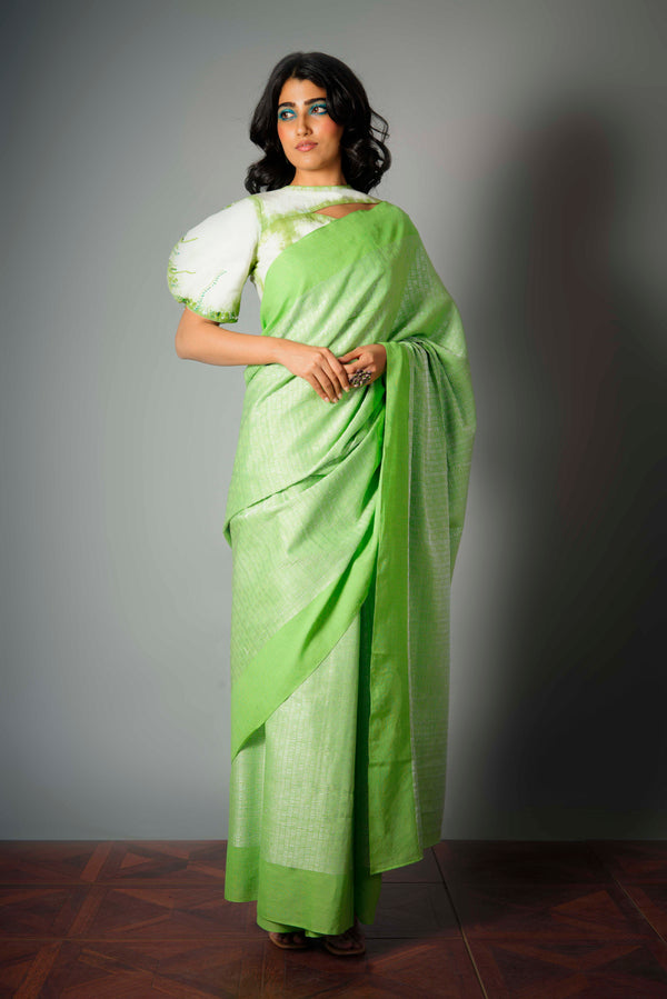 Green Woven Silk Dori Saree
