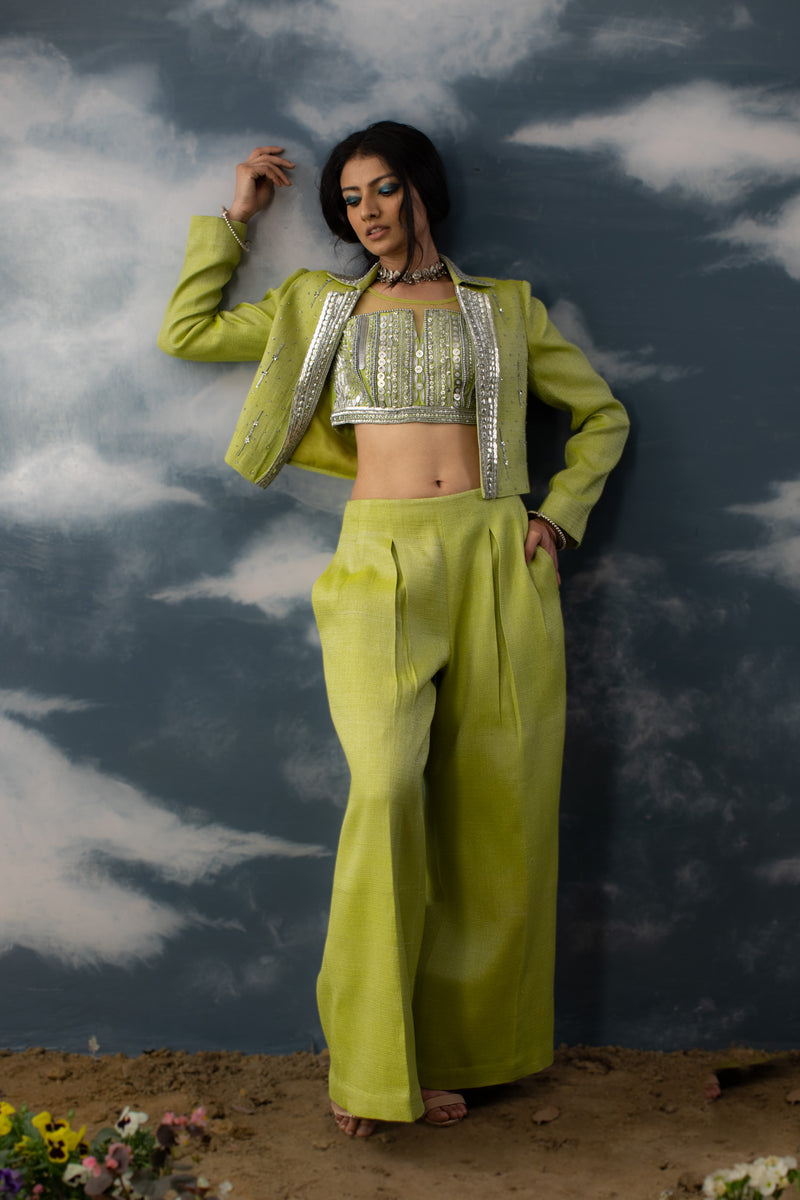 Green Indo Western Set