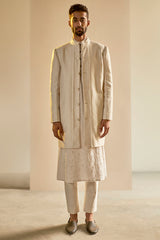 Ivory Quilted Bandhgala Set