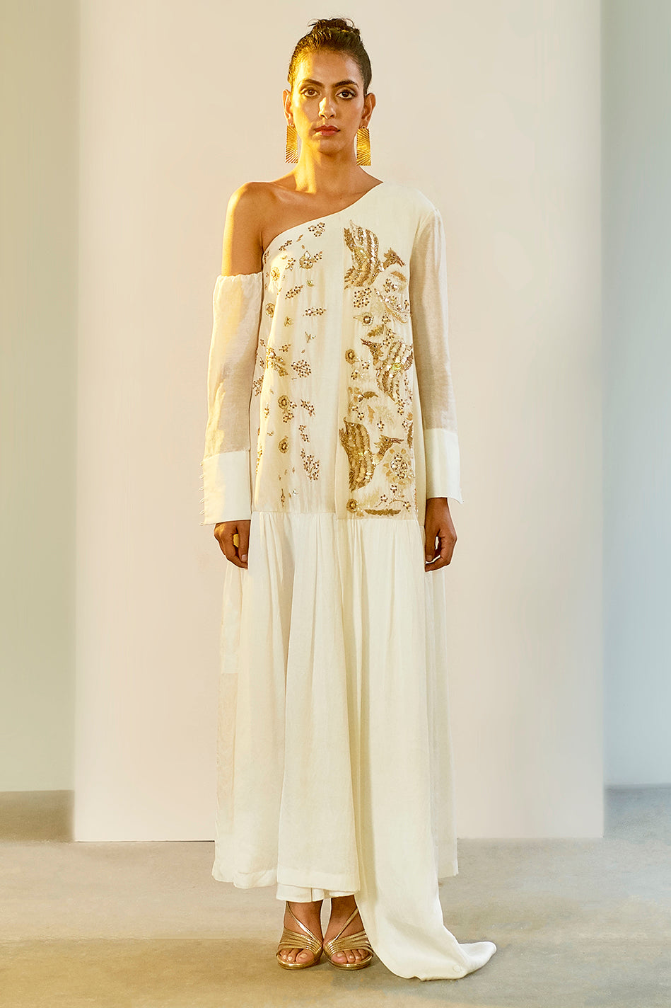 Ivory Off Shoulder Dress - SakshamNeharicka.com