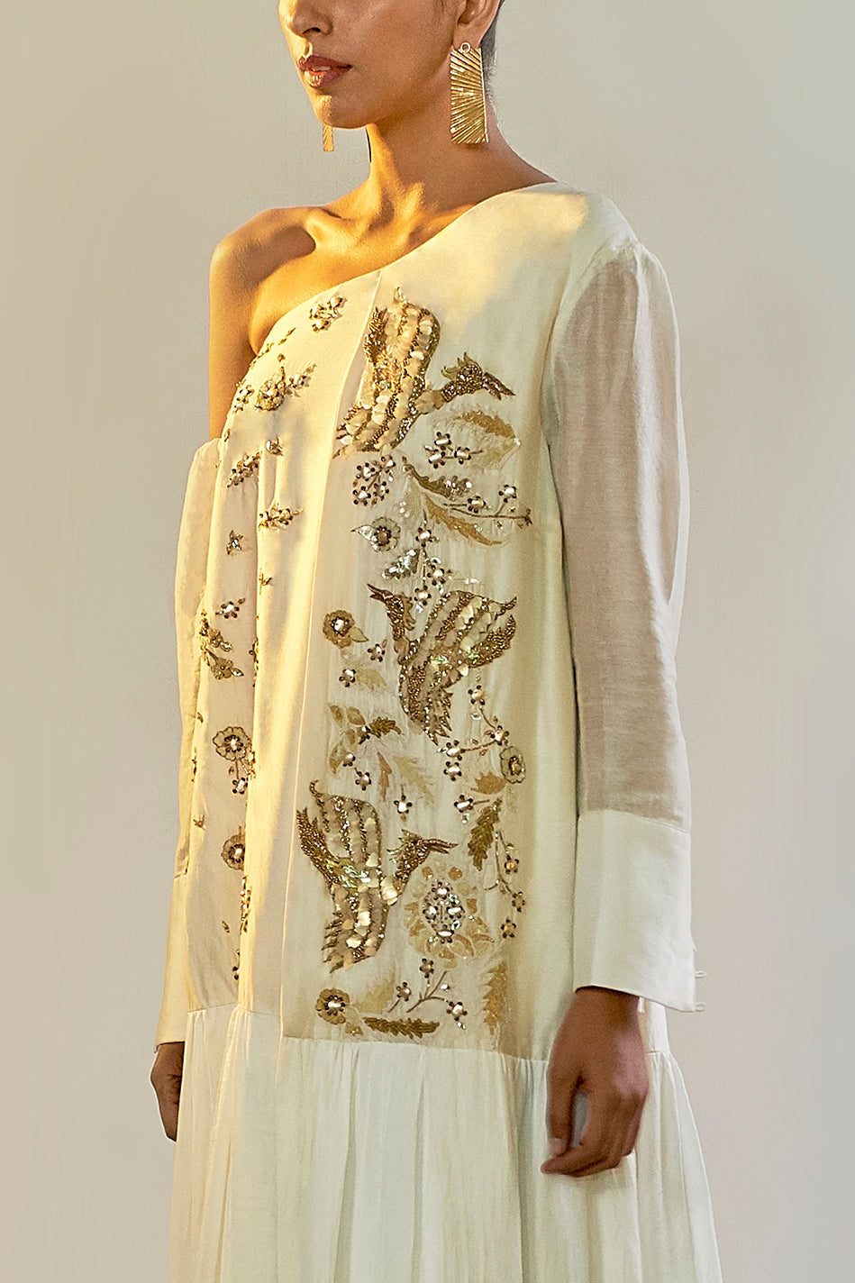 Ivory Off Shoulder Dress - SakshamNeharicka.com