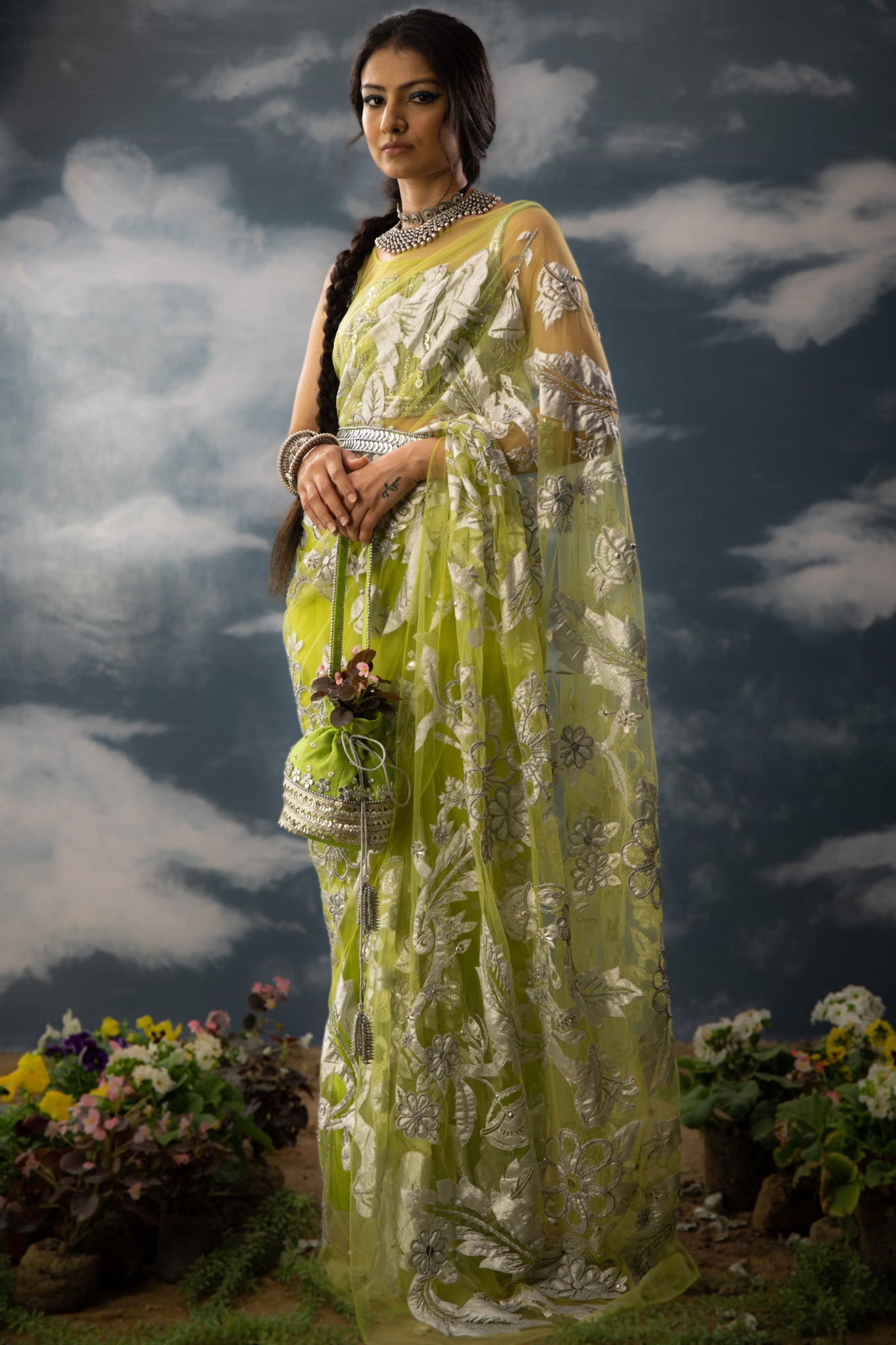 Iccha - Fully Embroidered Saree Set in Tulle