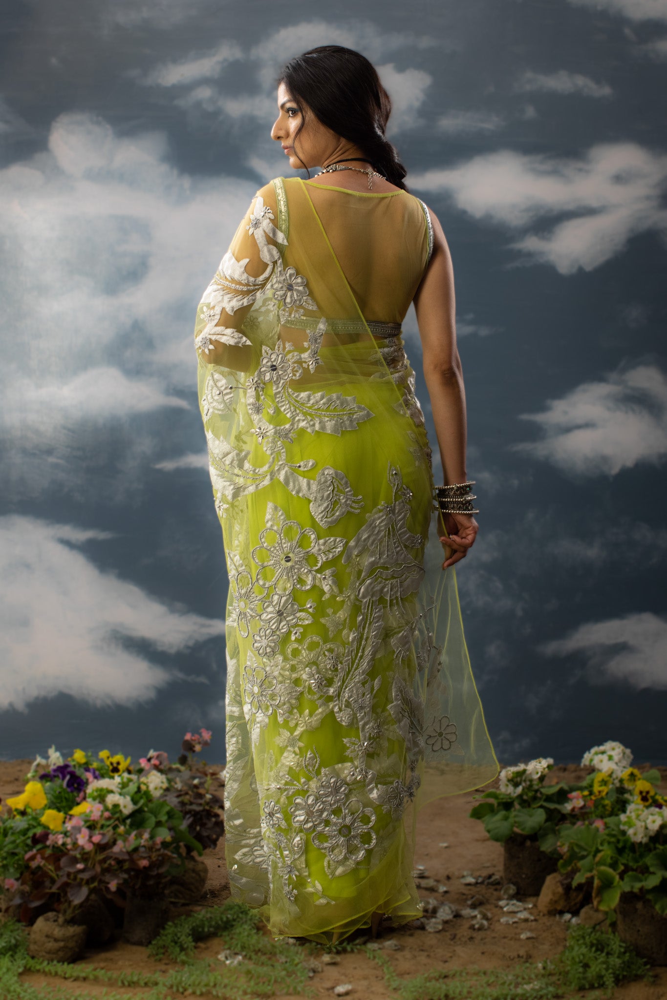 Iccha - Fully Embroidered Saree Set in Tulle